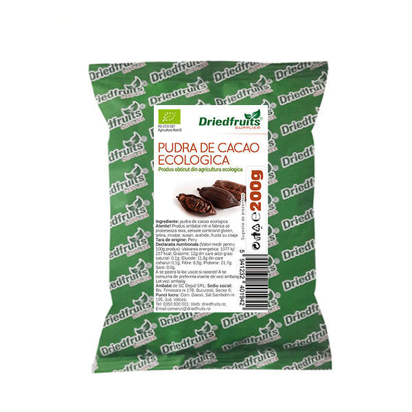 Cacao pudra BIO Driedfruits – 200 g Dried Fruits Produse Naturale pentru Patiserii, Cofetarii & Brutarii